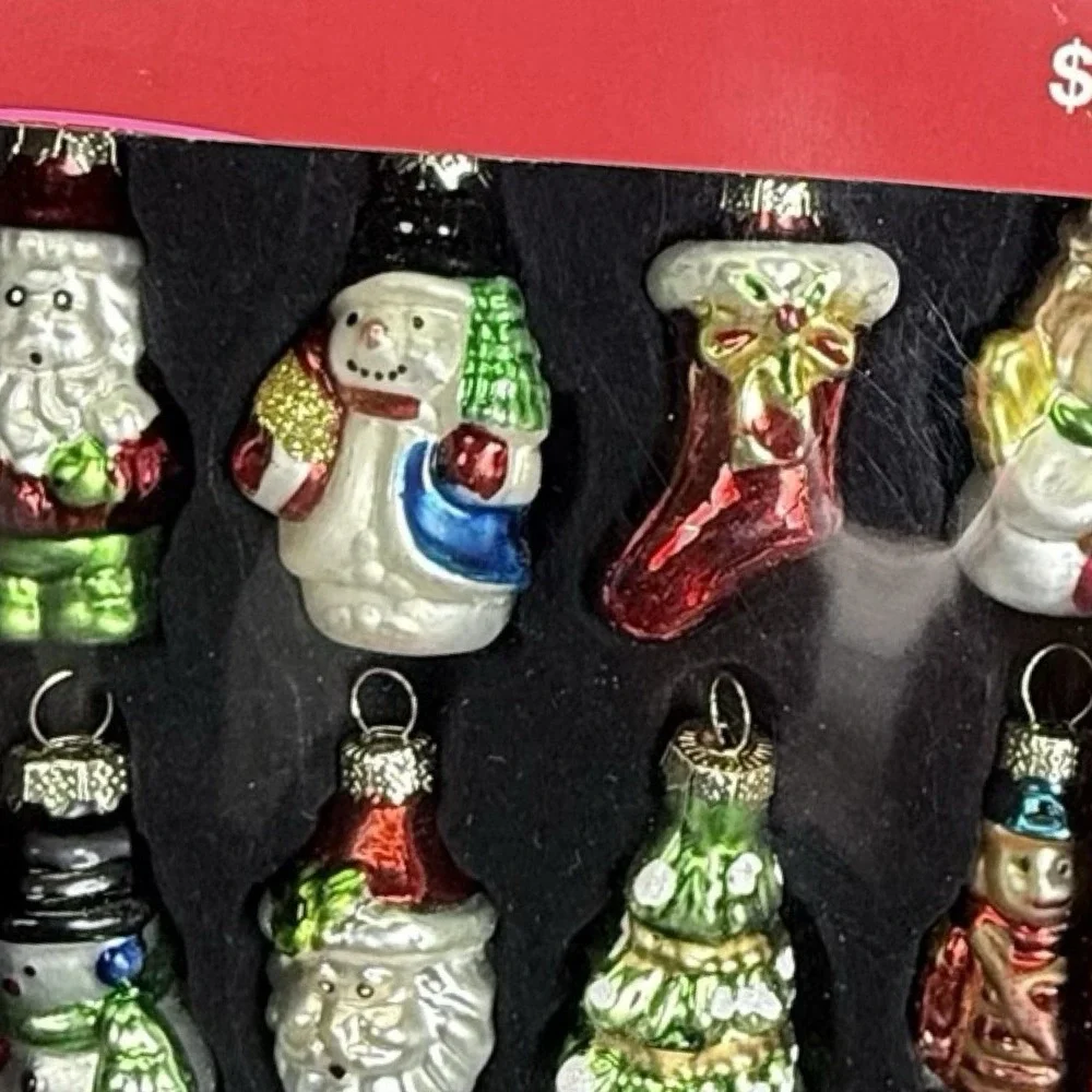 VTG‎ MerryBrite CHRISTMAS FIGURAL ORNAMENTS (12ct) HandBlown - 2.5